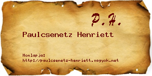 Paulcsenetz Henriett névjegykártya